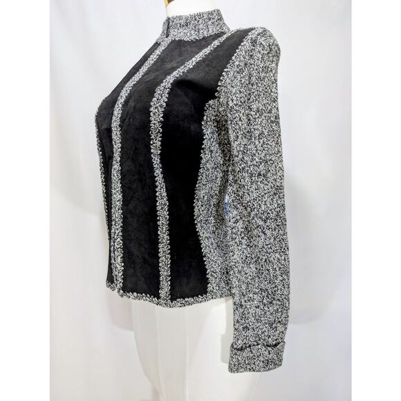 NWT Talk of the Walk Atlantic City Suede Knit Jacket Black White Size M - Picture 2 of 9